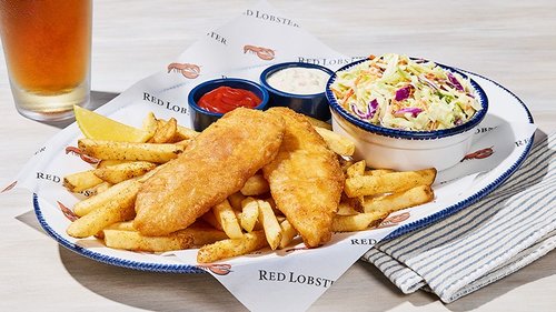Fish and Chips - plate of fried fish and french fries with coleslaw