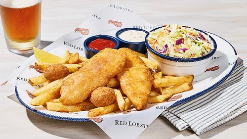 Fish and Chips - plate of fried fish and french fries with coleslaw