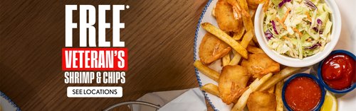 Veterans Day Offer - See Locations Free Veteran's Shrimp & Chips - See Locations