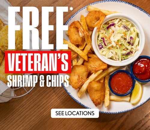 Veterans Offer Free Veteran's Shrimp & Chips - See Locations
