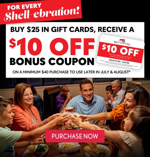 Moms, dads, and grads - buy $25 in gift cards from 5/5/25 - 6/30/25, receive a $10 off Bonus Coupon to use later in July & August with minimum $40 purchase* - Purchase Now Moms Dads and Grads Gift Cards